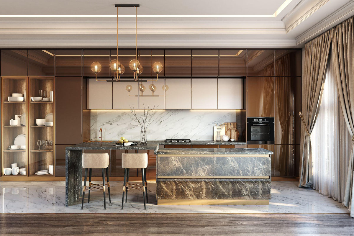 Casantro Acrylic Crysta luxury kitchen with premium reflective finish