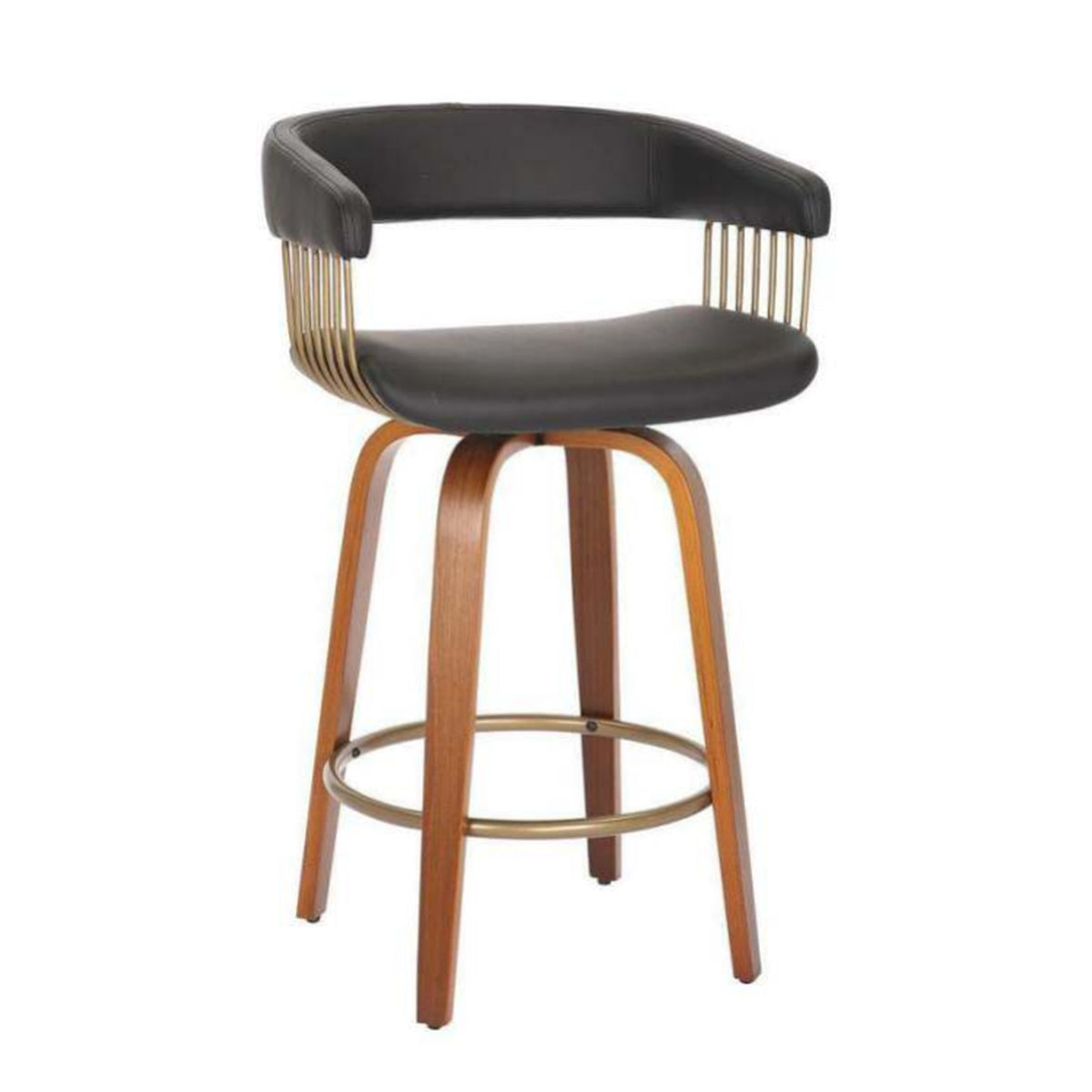 Eagle Spindle-Back Swivel Bar Stool in Black with Walnut Wood – Divine Chairs HIGHCOUNTER Collection