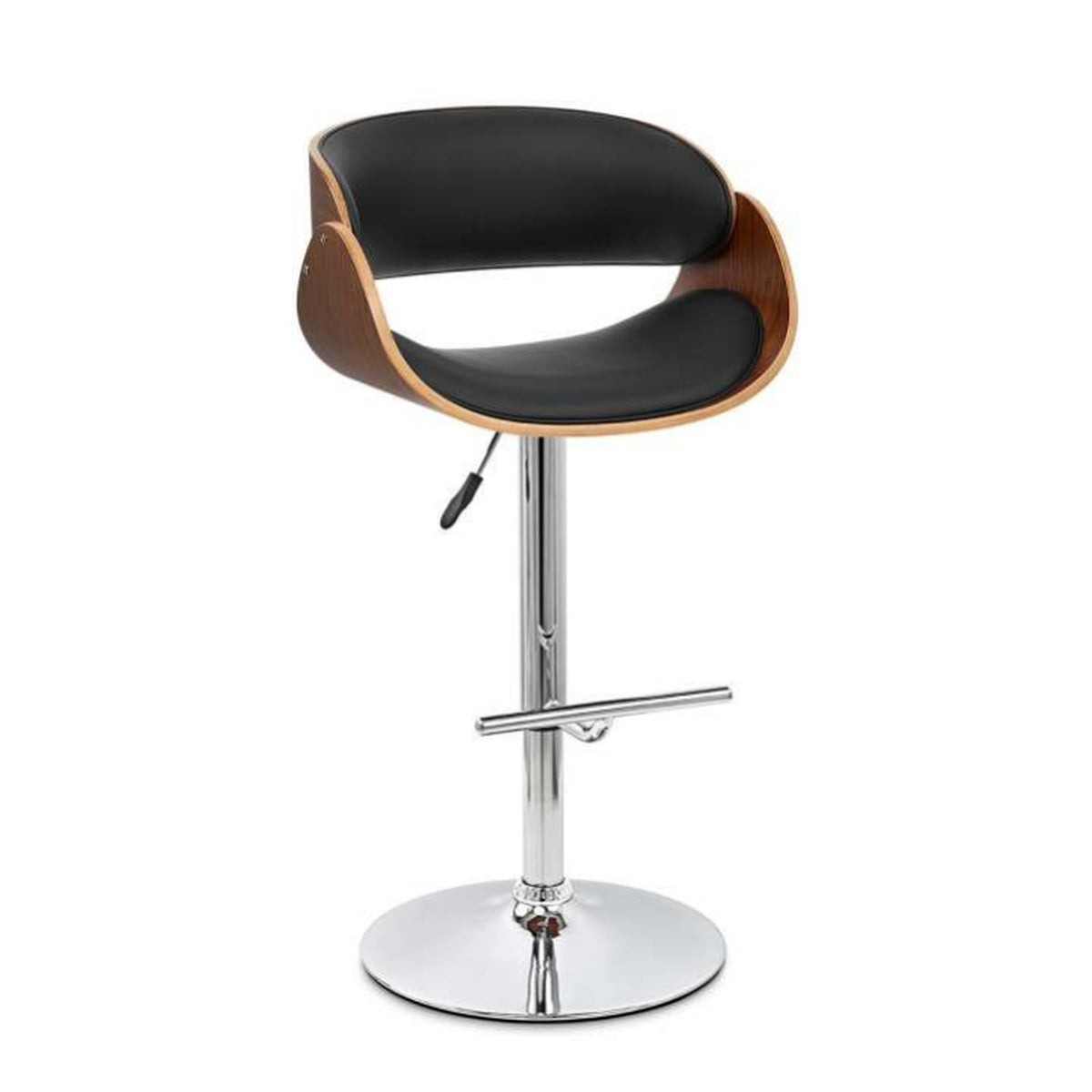 Erica Bentwood Swivel Bar Stool in Black with Walnut Wood Trim – Divine Chairs HIGHCOUNTER Collection