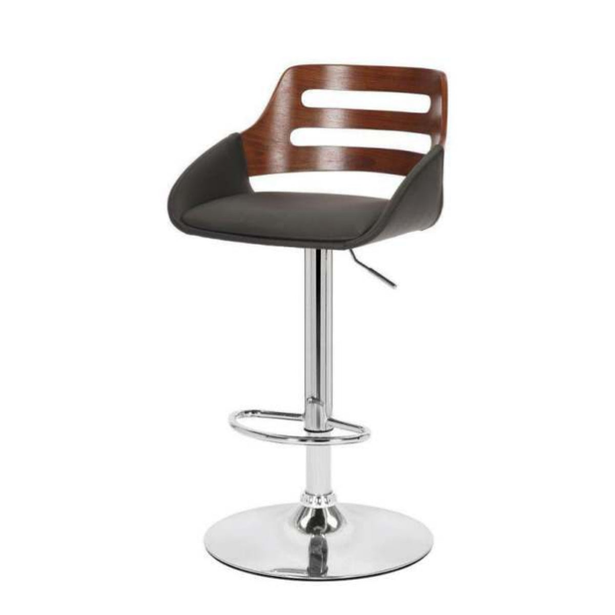 Finch Slat-Back Swivel Bar Stool in Black with Walnut Wood Slats – Divine Chairs HIGHCOUNTER Collection