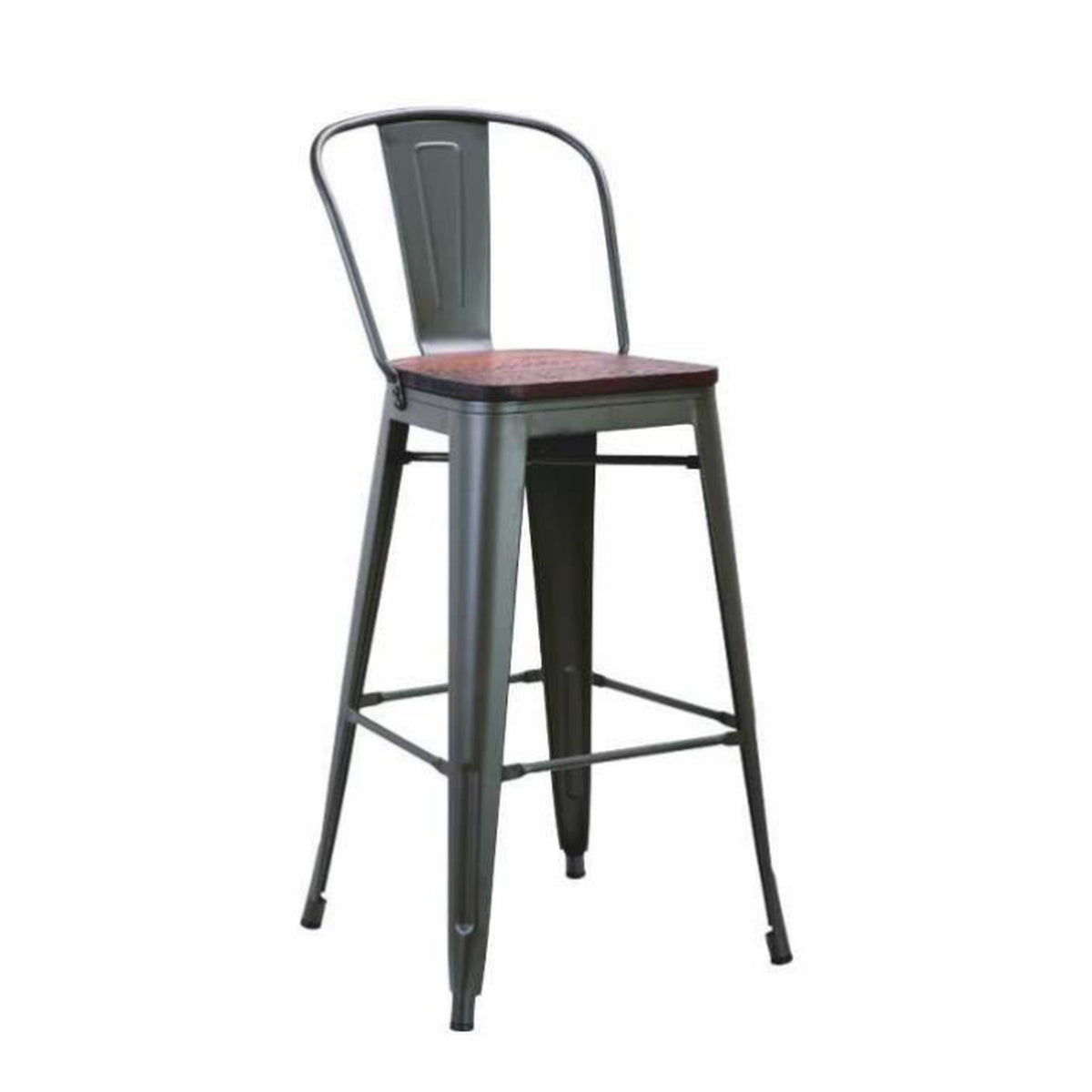 Pulse Wood Tolix-Style Bar Stool in Industrial Grey – Divine Chairs HIGHCOUNTER Collection