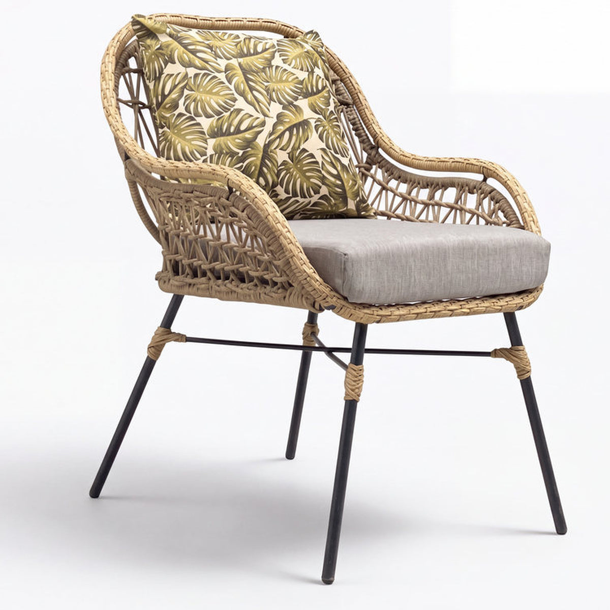 Antibes PE Rattan Weave Outdoor Chair with Seat Cushion
