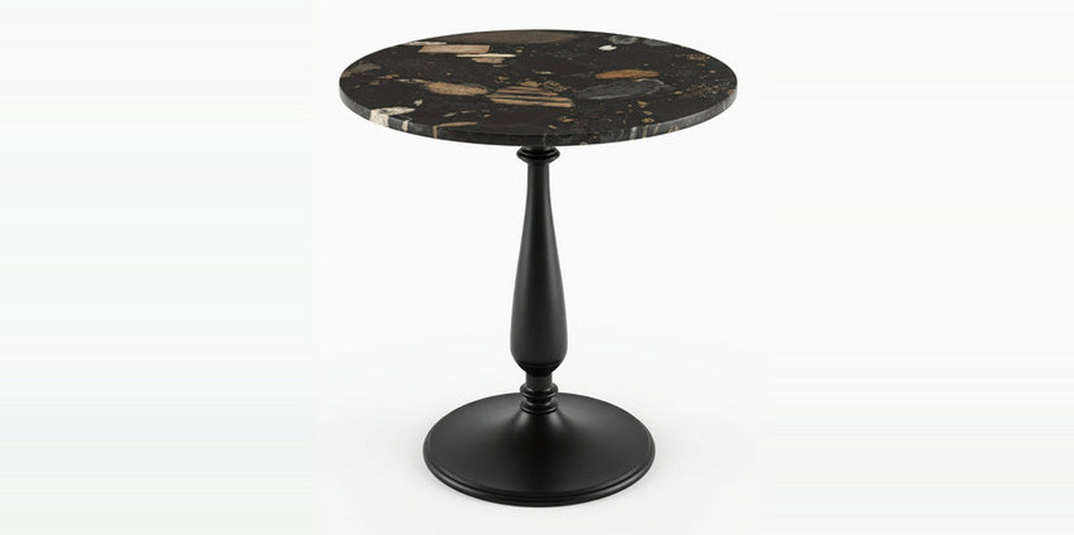 Aosta 2 Seater Solid Wood Café Table with Wood Drum Pedestal