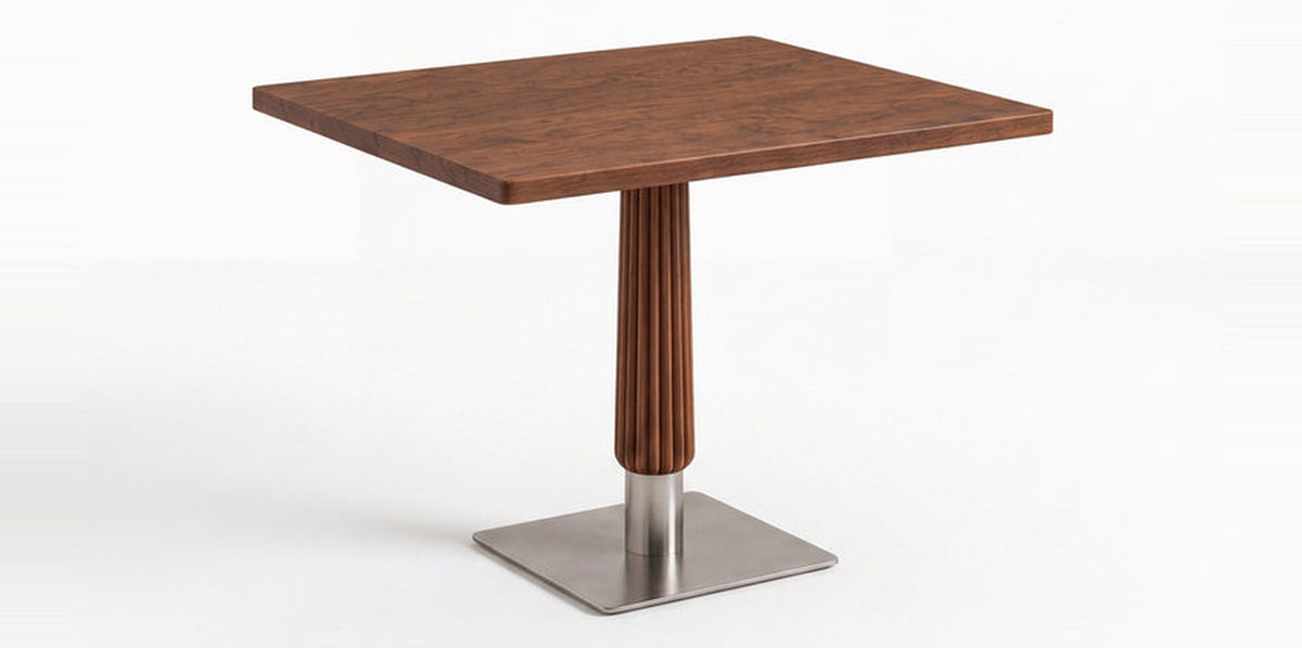 Asti 2–4 Seater Solid Wood Café Table with Turned Black Column