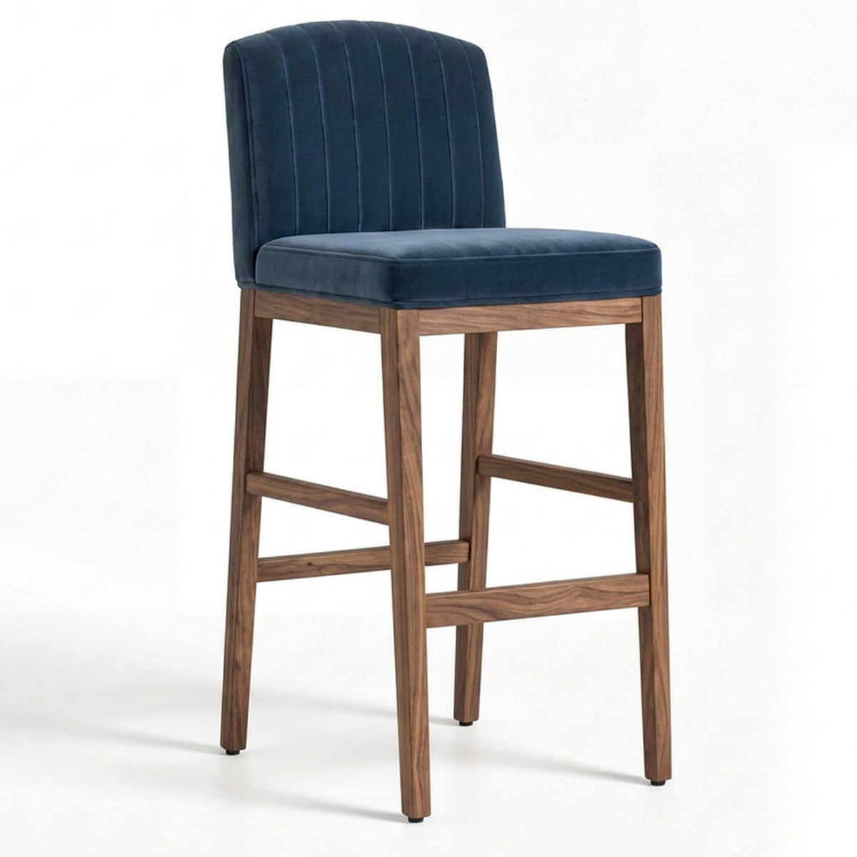 Auric Acacia Wood Upholstered Bar Chair with Metal Footrest