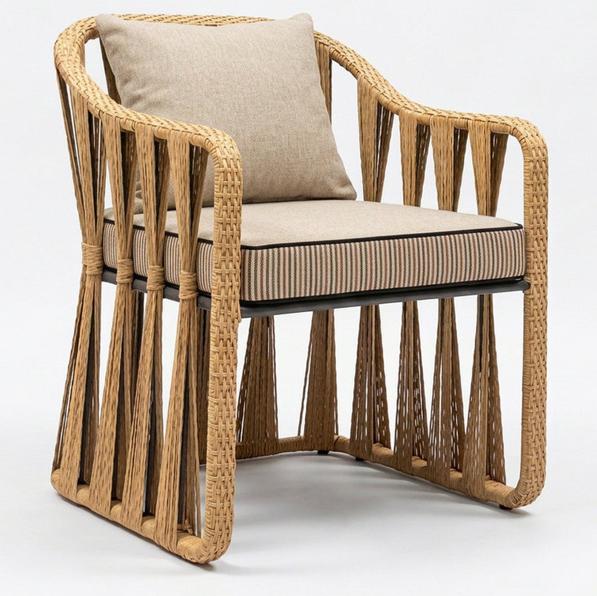 Bodrum Rope Weave Shell Outdoor Chair with Solid Teak Legs