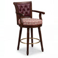 Castello Tufted Leather Back Swivel Bar Chair with Brass Footrest