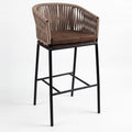 Cordelo Woven Rope Back Metal Bar Chair with Upholstered Seat