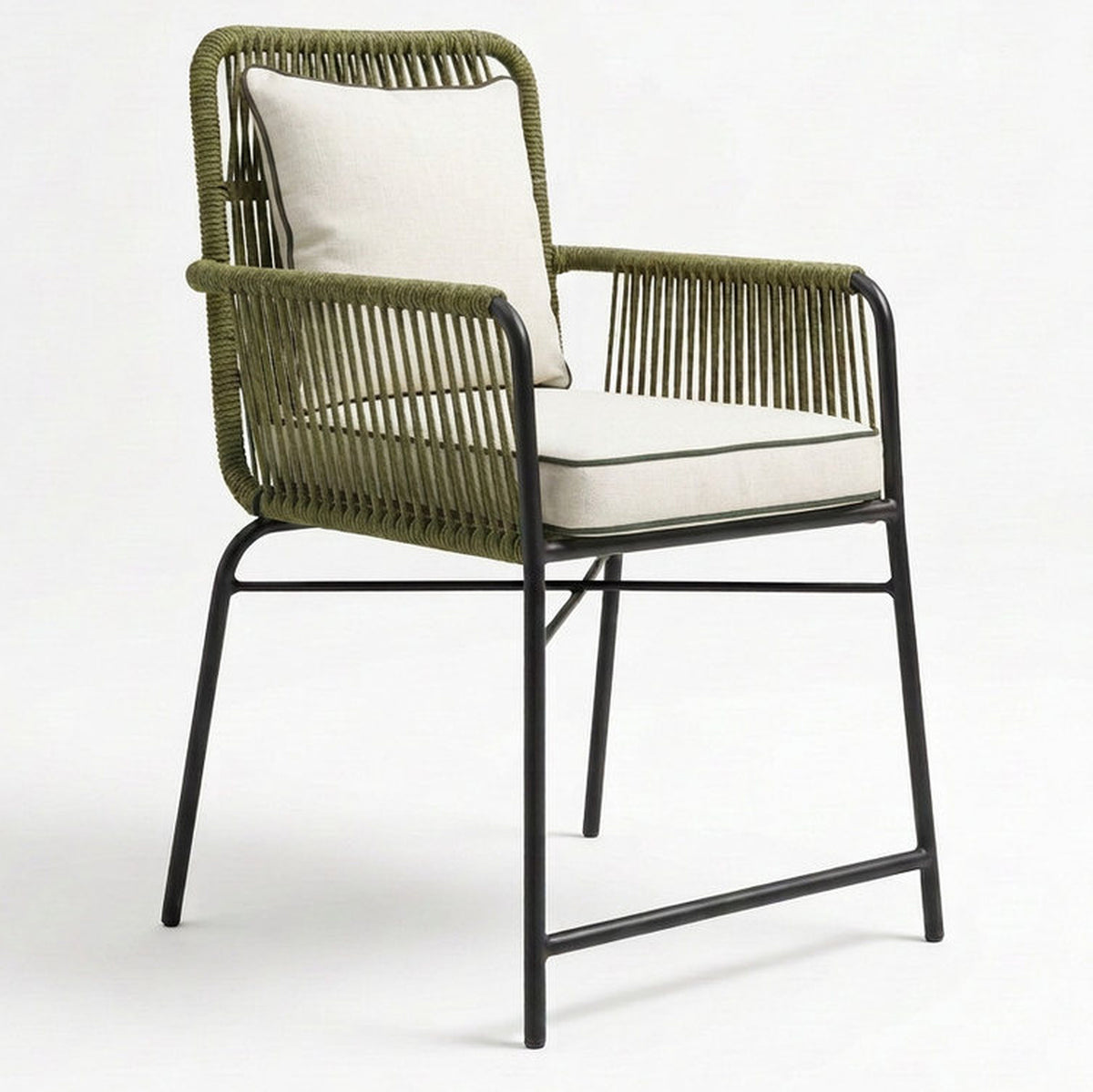 Corfu Aluminium Rope Back Outdoor Chair with Seat Cushion