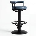 Corvello Acacia Wood Upholstered Bar Chair with Metal Footrest