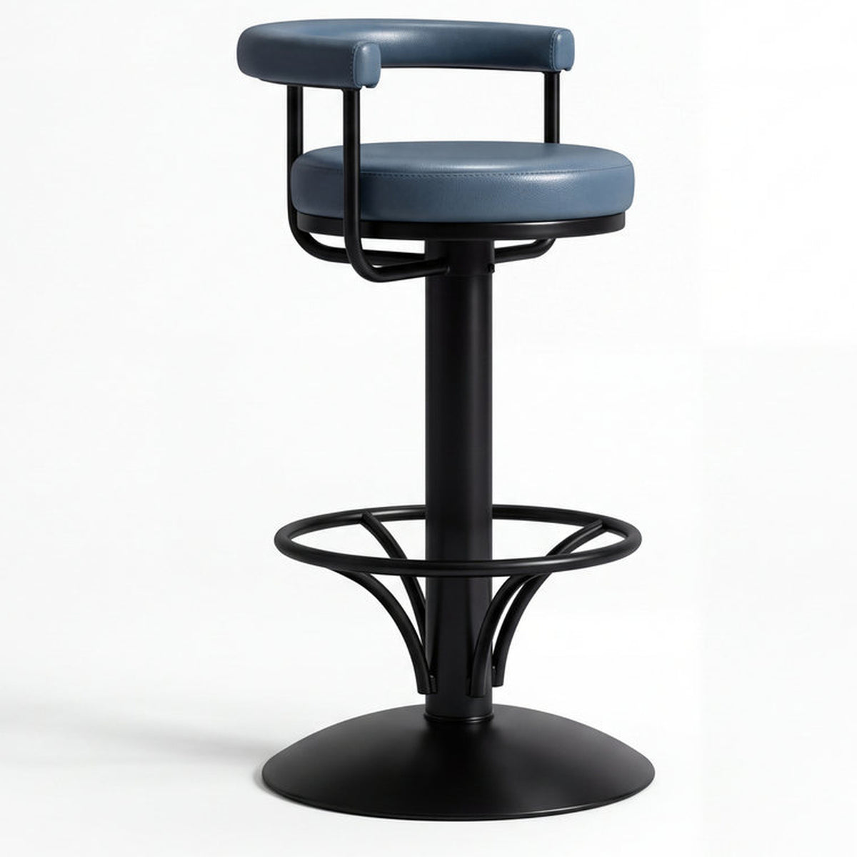 Corvello Acacia Wood Upholstered Bar Chair with Metal Footrest