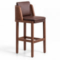 Elvik Acacia Wood Upholstered Bar Chair with Metal Footrest