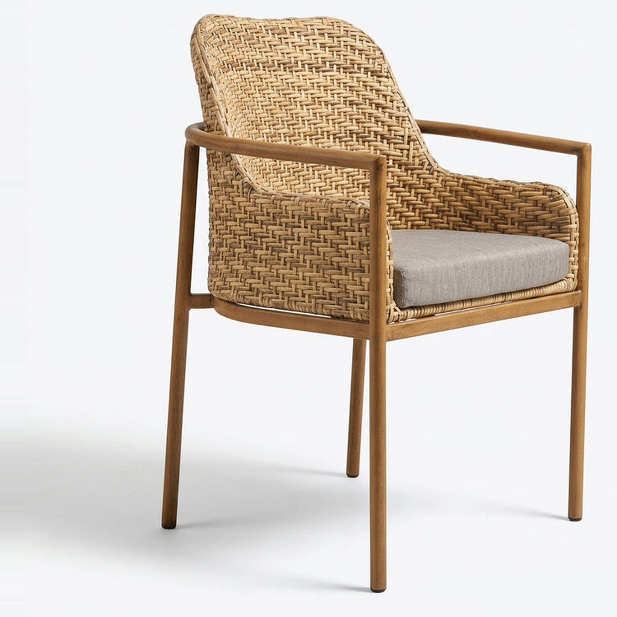 Gozo Rattan-Wrapped PE Rattan Outdoor Chair with Cushions