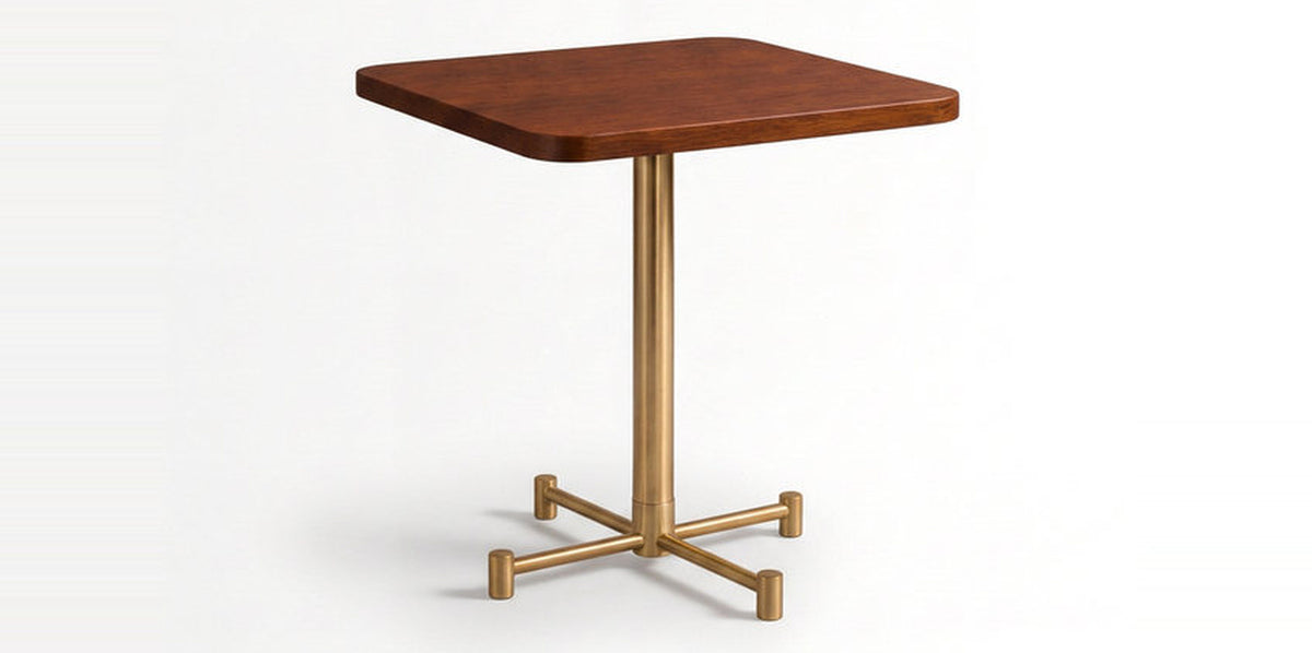Gubbio 2–4 Seater Solid Wood Café Table with Cast Iron Four-Leg Base
