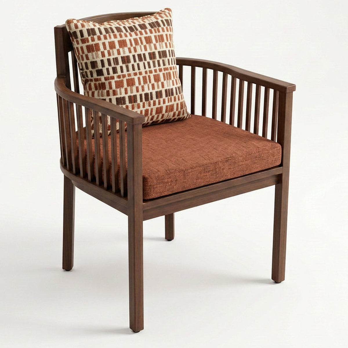 Kas Solid Teak Slatted Outdoor Armchair with Cushions