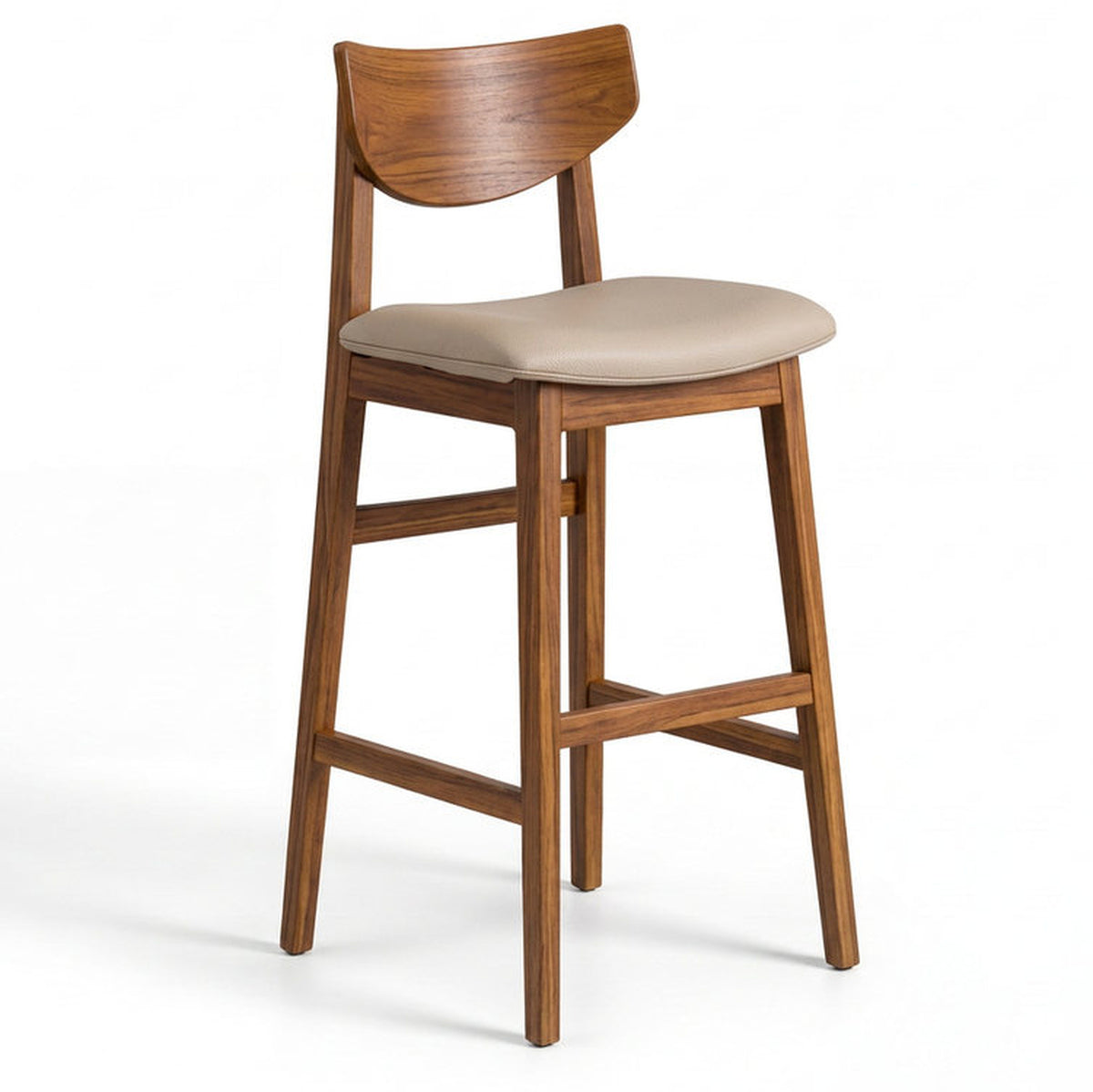 Kervella Acacia Wood Upholstered Bar Chair with Metal Footrest