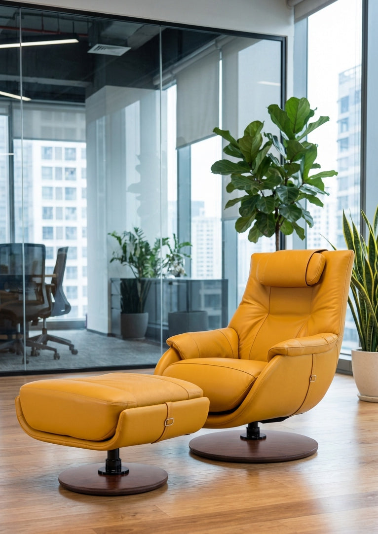 London Rocking Recliner with Footrest in Mustard Yellow – Divine Chairs RECLINER Collection