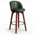 Lunero Acacia Wood Upholstered Bar Chair with Metal Footrest