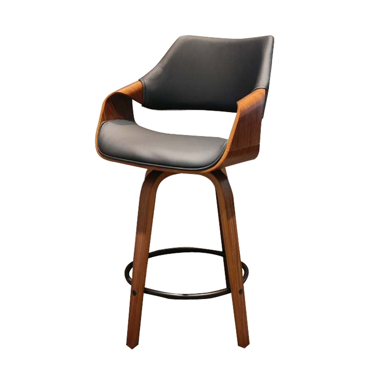 Lyon Two-Tone Curved Arm Bar Stool in Walnut & Black – Divine Chairs HIGHCOUNTER Collection