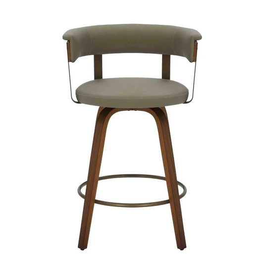 Macau Swivel Bar Stool with Wood Frame in Olive Grey – Divine Chairs HIGHCOUNTER Collection