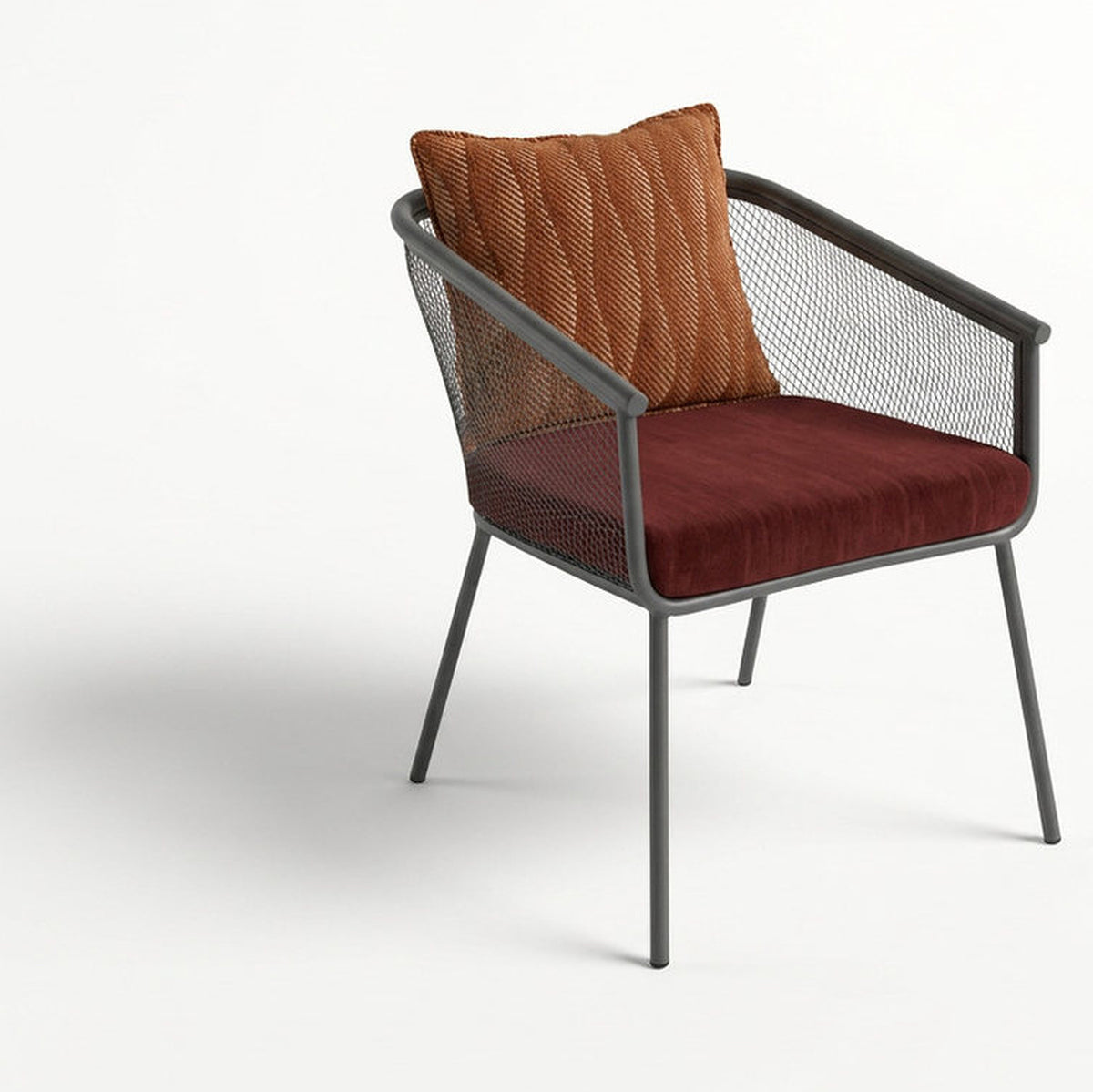 Marbella Steel Strap Outdoor Chair with Teak Armrests