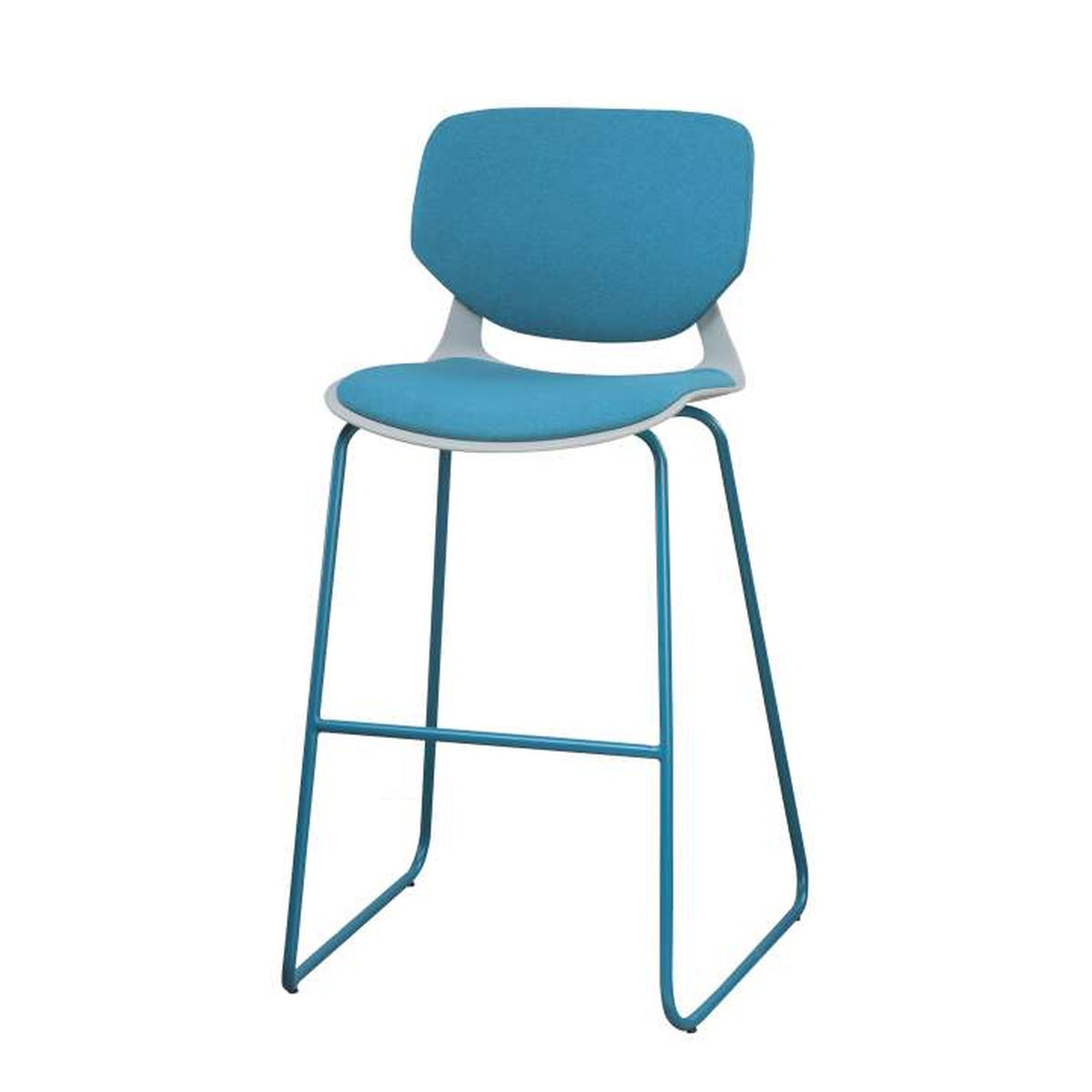 Melody HC Upholstered Sled-Base Bar Stool in Petrol Blue – Divine Chairs HIGHCOUNTER Collection