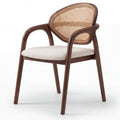 Napoli Cane Back Acacia Wood Dining Chair with Upholstered Seat