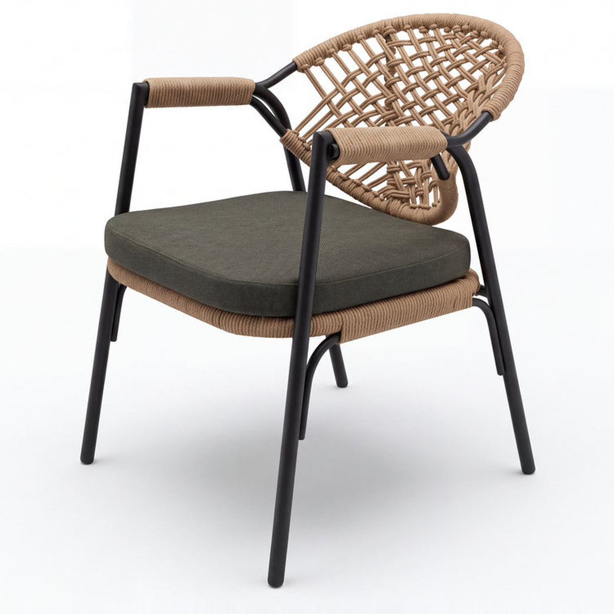 Naxos Criss-Cross Rope Back Aluminium Outdoor Chair with Cushions