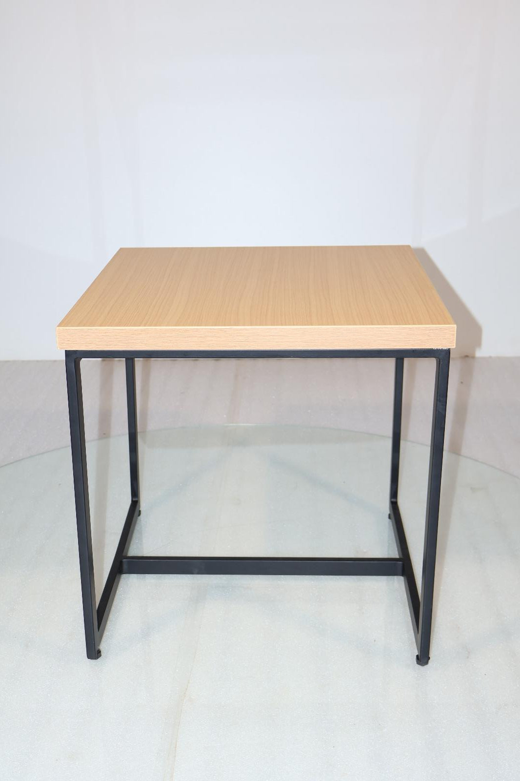 Oak-Top Square Table with Black Metal Frame in Oak with Black Frame – ZLOFY Furniture