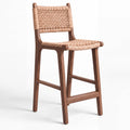 Orevo Acacia Wood Upholstered Bar Chair with Metal Footrest