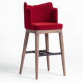 Orlina Acacia Wood Upholstered Bar Chair with Metal Footrest