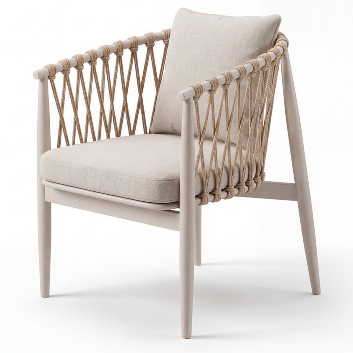 Paros Aluminium Rope Lattice Back Outdoor Chair with Cushion