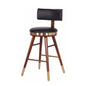 Pedro Cushion-Back Wood Bar Stool in Black with Walnut & Brass Trim – Divine Chairs HIGHCOUNTER Collection