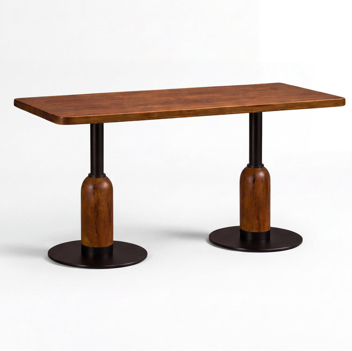 Pisa 6 Seater Solid Wood Dining Table with Slim Metal Pedestals