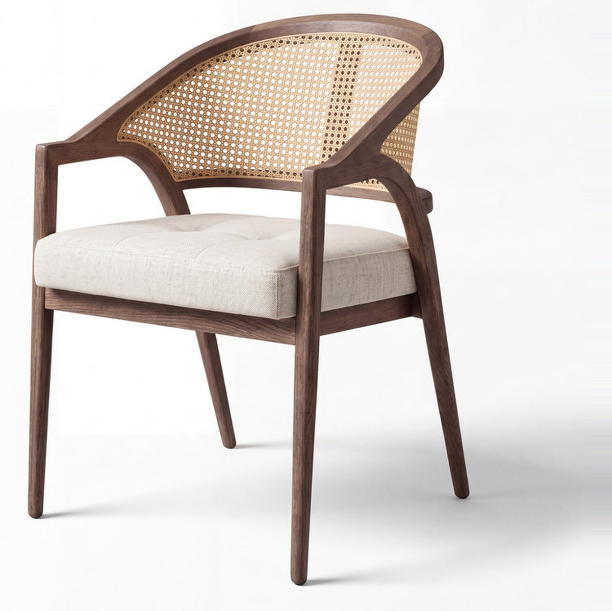 Procida Cane Back Acacia Wood Dining Chair with Upholstered Seat