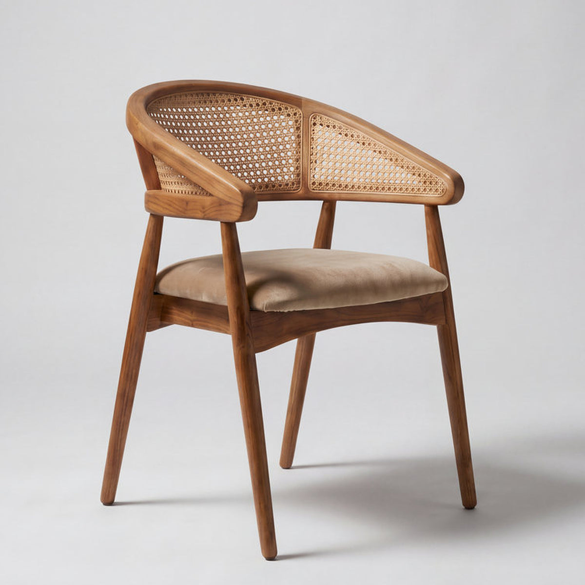 Ravenna Acacia Wood Upholstered Dining Chair with Brass Caps