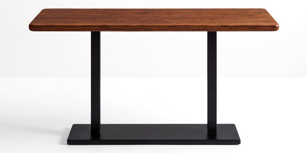 Rimini 4 Seater Green Marble Top Dining Table with Twin-Column Metal Base