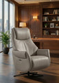 River Single-Motor Leather Recliner with Swivel Base in Tan, Grey – Divine Chairs RECLINER Collection