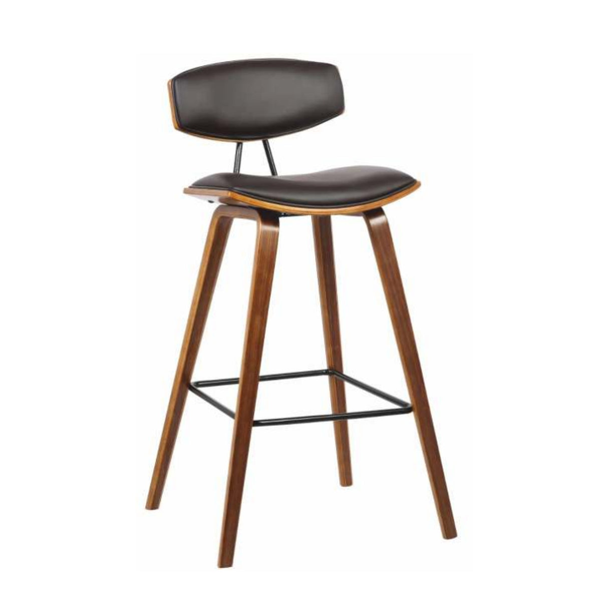 Rooney Curved Back Wood Leg Bar Stool in Black with Walnut Wood – Divine Chairs HIGHCOUNTER Collection