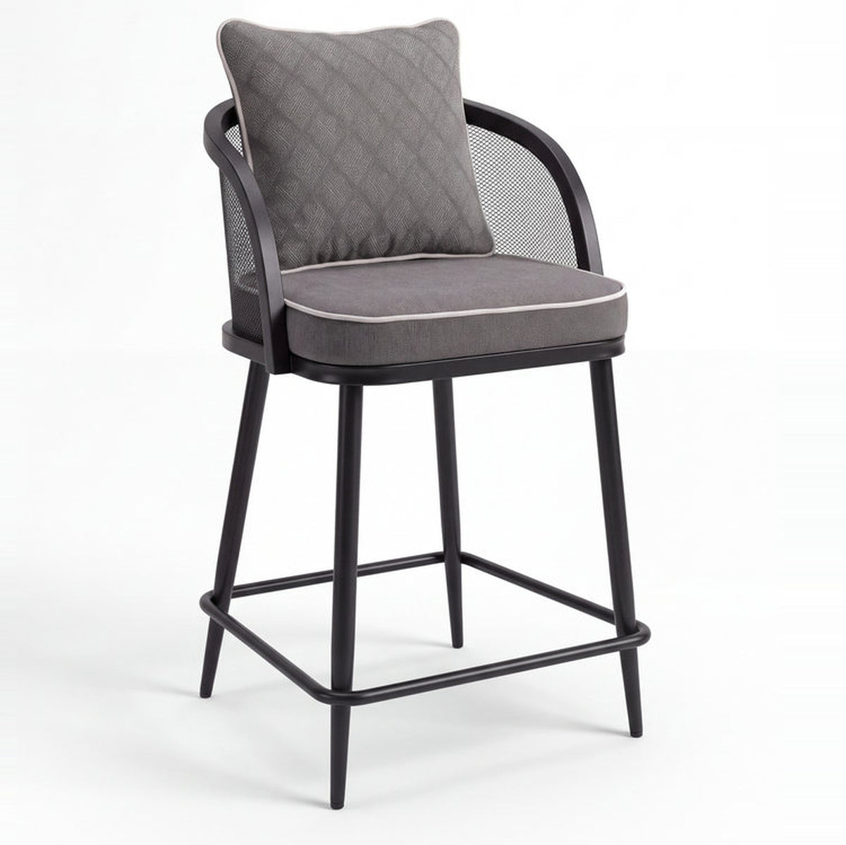 Rotolo Solid Acacia Wood Bar Chair with Bolster Back