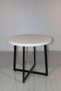 Round White-Top Table with Cross-Leg Base in White Top with Black Base – ZLOFY Furniture