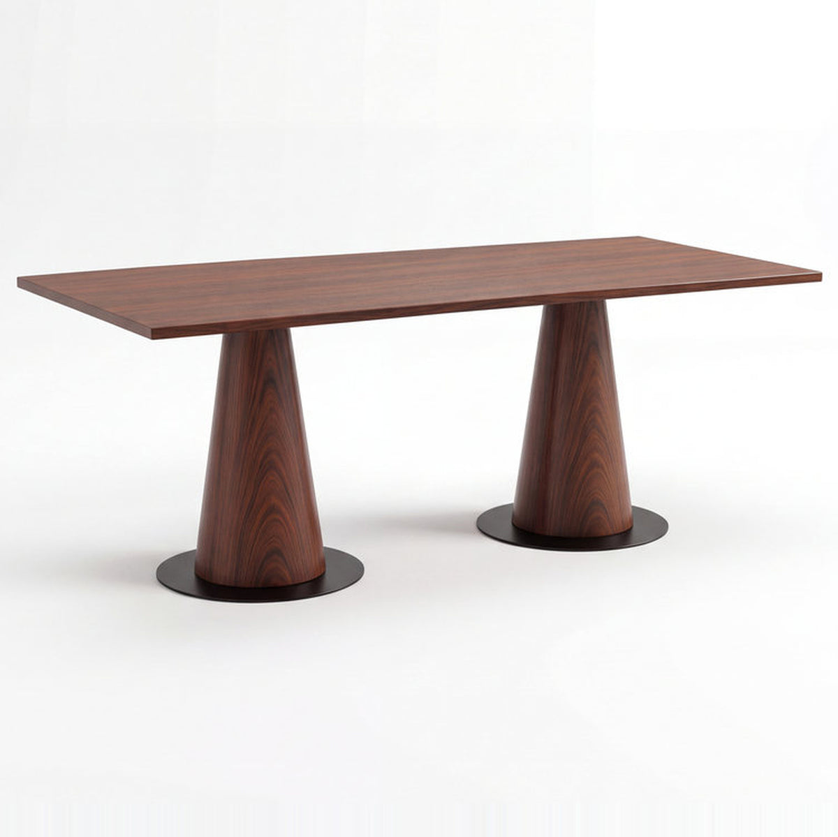 Salerno 6 Seater Acacia Dining Table with Wood Cone Pedestals