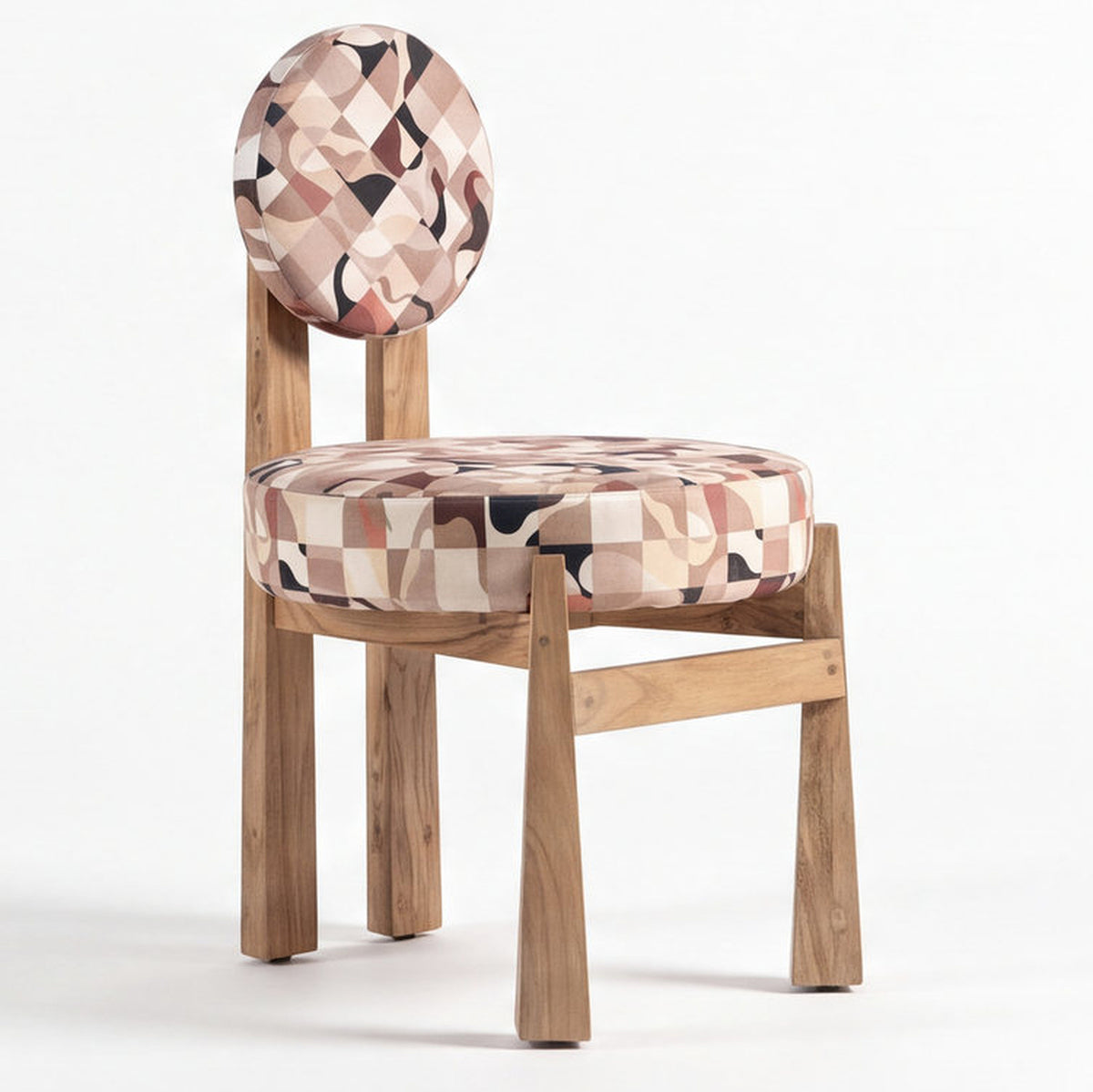 Siracusa Bouclé Upholstered Acacia Wood Dining Chair