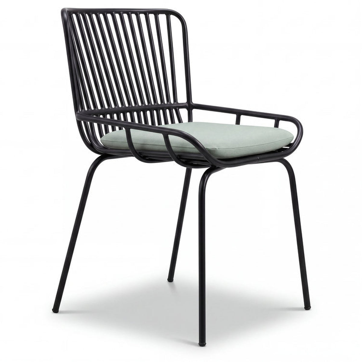 Sitges Steel Slatted Rod Back Outdoor Chair with Cushion