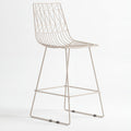 Solvik Acacia Wood Upholstered Bar Chair with Metal Footrest