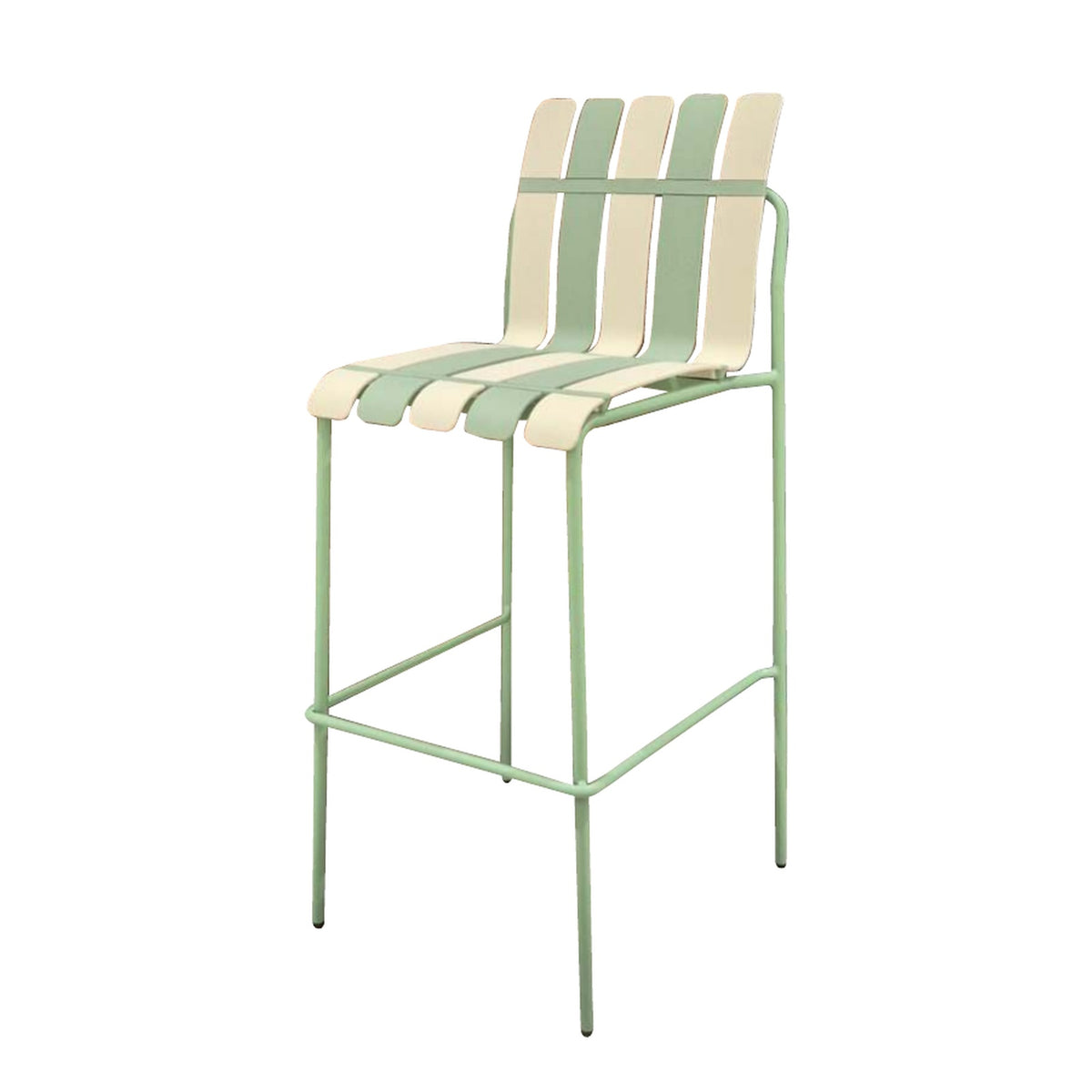 Stripe HC Multi-Tone Slat Bar Stool in Sage Green & Cream – Divine Chairs HIGHCOUNTER Collection