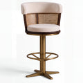 Terenzo Acacia Wood Upholstered Bar Chair with Metal Footrest