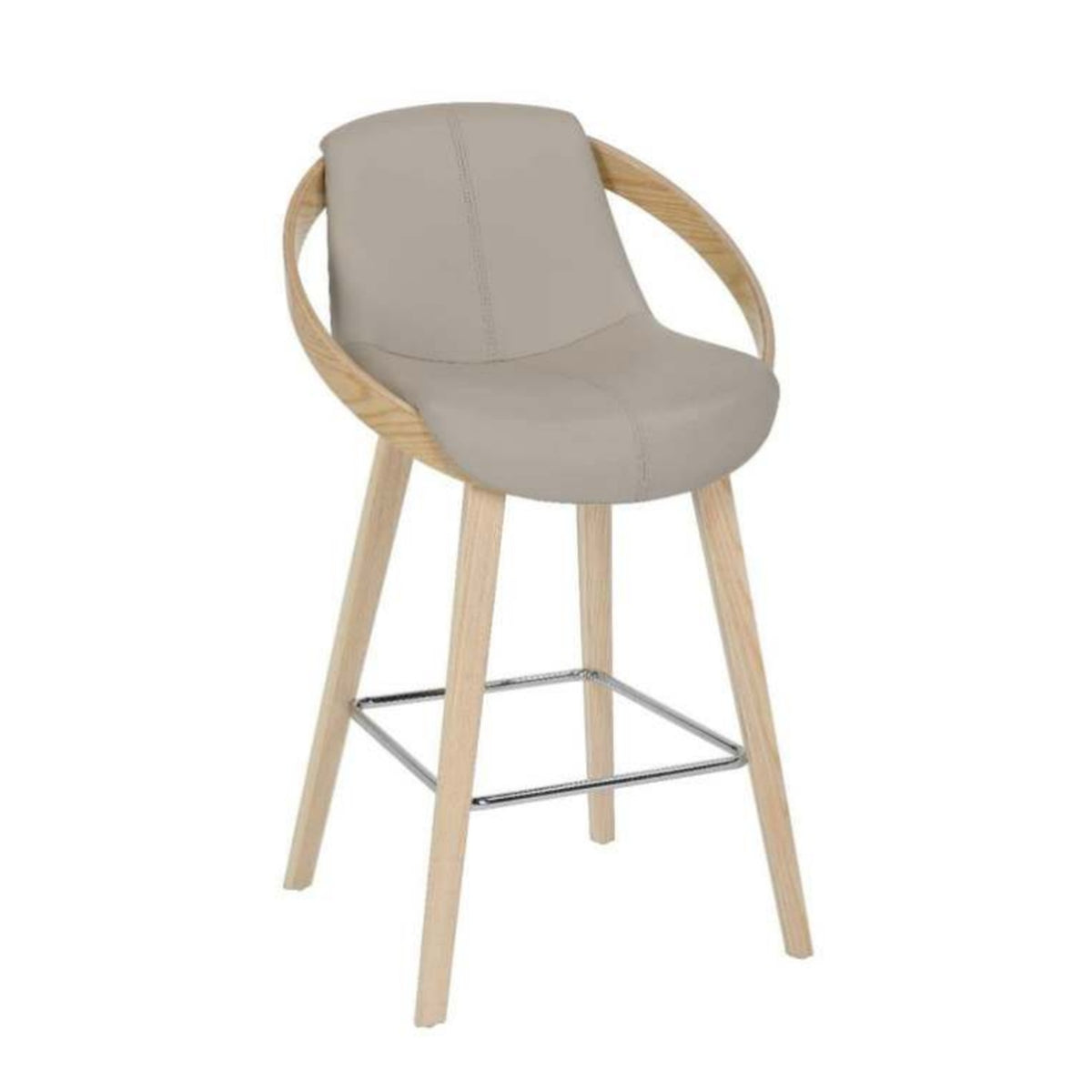 Tuxedo HC Wood-Frame Swivel Bar Stool in Taupe Grey with Natural Wood – Divine Chairs HIGHCOUNTER Collection