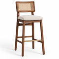 Veluto Acacia Wood Upholstered Bar Chair with Metal Footrest