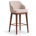 Verano Acacia Wood Upholstered Bar Chair with Metal Footrest